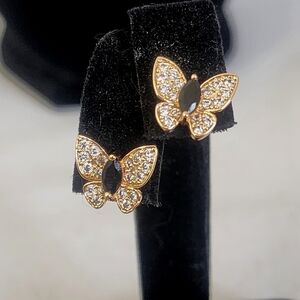 Gold with CZ Butterfly Earrings